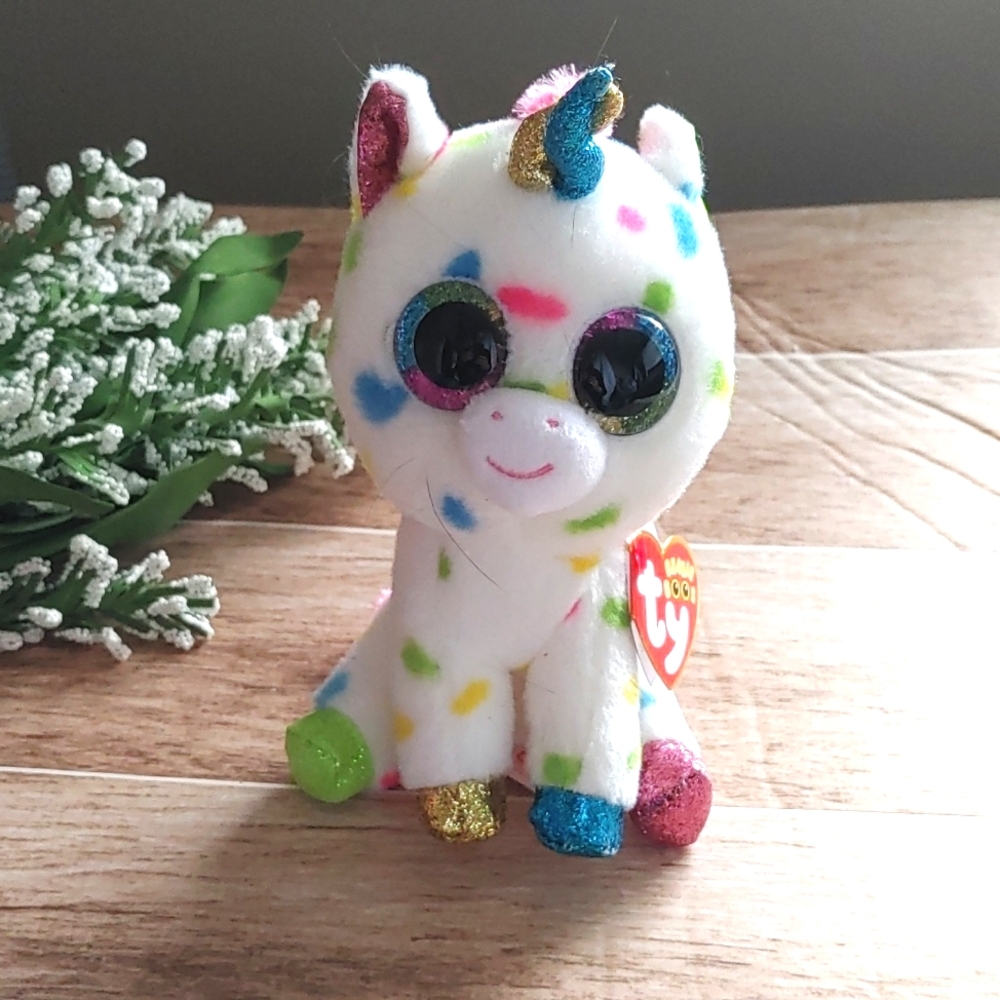 NWT Harmonie TY Beanie Boo 6" spotty unicorn 2018 stuffie toy collectible